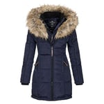 Geographical Norway BEAUTIFUL Femme/Women – Doudoune/Manteau Femme, Parka avec fourrure – Blouson polaire chic pour l’hiver, veste longue femme (as4, alpha, s, regular, regular, Marine, S)