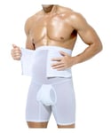 Casey Kevin Men's Compression Shorts High Waist Slimming Body Shaper Pants Tummy Control Shorts Seamless Girdle Boxer Briefs with Hook, CK3032 White, XL