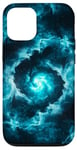 Coque pour iPhone 12/12 Pro turquoise nuages lumières, brouillard, espace