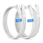 USB C to USB C Charger Cable [2Pack] 1M+2M Type C Cable Fast Charging for iPhone 16 /15 /Pro Max/pro/plus, iPad, MacBook, 60W Original USB C to C Cable Fast Charge Nylon Braided type c to type c Cable