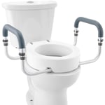 Mophorn - vevor Rehausseur de Toilette Ronde Standard 88,9 mm Haut, Siege de Toilette Sureleve Charge 136 kg, Main Courante en Alu, Rembourrage en