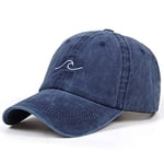Baseball cap Washed Dad Hats Women Men Sea Wave Baseball Cap Unisex Cotton Dad Hats Sports Hats Bone Garros navy blue