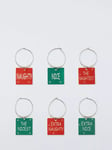 John Lewis Naughty or Nice Candy Cane Wine Charm, Set of 6, Multi