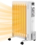 HOMCOM 2000W 9 Fin Oil Filled Heater Radiator for Home, White