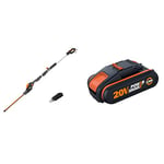 WORX WG252E.9 18V (20V Max) Cordless Pole Hedge Trimmer 45cm - (Tool only - battery & charger sold separately) and WA3551.1 18V (20V Max) 2.0Ah Battery Pack