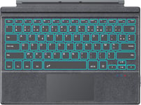 Clavier Français Compatible Avec Microsoft Surface Pro 7 Plus/Pro 7/Pro 6/Pro 5/Pro 4/Pro 3,Clavier Azerty Bluetooth Avec Pavé Tactile,Rétroéclairage Led 7 Couleurs,Batterie Rechargeable