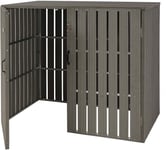 Abri De Poubelles Extérieur Conteneurs À Ordures Jusqu'à 4 Bacs 115x140x100 Cm En Métal Aspect Bois Extensible Gris 04_0005609