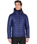 D'Arienzo Blouson Cuir Bleuet Homme Doudoune à Capuche Cuir Véritable Made in Italy Teo 56/3XL/Bluette