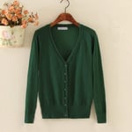 HKVML Women's Cardigan Knitted Sweater Long Sleeve Crochet Female Cardigan With Buttons Short Sweater Women Cardigans,Dark Green,L