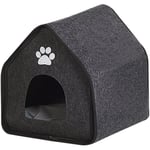 Lit pour Petit Chien ou Chat en Forme de Niche en Feutre Gris Foncé Cachette Parfaite pour votre Animal Coussin Confortable Inclus Beliani