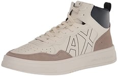 Armani Exchange Haut, Multicolore, Logo en Relief, Basket Homme, Off White Beige, 42 EU