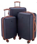 HAUPTSTADTKOFFER - Wannsee - Set de 3 Valise Bagages Rigide, (S, M, L), TSA, Bleu foncé