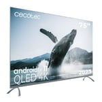 Cecotec Téléviseur QLED 75" Smart TV Série V3+ VQU30075+S, 4K UHD, Android TV 11, sans Bord, Assistant Vocal Google et Chromecast,