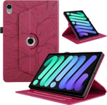 Coque Pour Ipad Mini 7 Tablette Coque/Ipad Mini 6 8.3"" 2024/2021 Tablette Cover Étuis Cuir 360°Rotatif Multi-Angle Stand Flip Protection Housse Cover Pour Ipad Mini 7,Rouge Arbres[Coq100889]