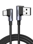 Câble Usb C Coudé 90 Degrés Charge Rapide 3a Nylon Tressé Compatible Avec Iphone 16 Plus Pro Max 15 Galaxy S24 Plus Ultra S23 S22 A55 A35 Redmi Note 11 Pro 9 Pro P60 P50 P40 Pro (2m)