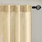 MIULEE Rideaux Rideau Voile Modernes Rideaux en Lin Translucide pour Deux Portes de Balcon Rideaux pour Salon Chambre à Coucher Lot de 2 Beige HxL 215x140 cm