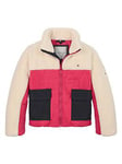 Tommy Hilfiger Girls Flag Quilted Teddy Jacket - Multi, Multi, Size 5 Years