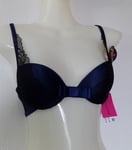 PASSIONATA MODERN GLAM SOUTIEN GORGE PUSH-UP FR85B-EU70B-UK32B BLEU NUIT/NOIR