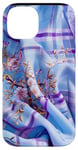 Coque pour iPhone 14 Toile bleue claire à carreaux style bohème violet