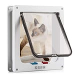 Chatière pour Chat avec magnétique à 4 voies, porte pour animaux de compagnie pour chats et petits chiens, porte pour chat avec tunnel Blanc 18 x 19 x 5.5 cm