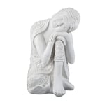 Relaxdays Statue Bouddha, résistant aux intempéries et au Gel, déco de Jardin, Grande, 60 cm de Haut, polyrésine, Blanc