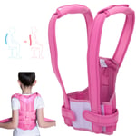 (pink M) Shoulder Spine Back Straightener Waist Posture Corrector^