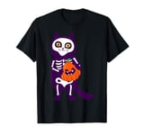 mexican halloween cat skeleton pumpkin purple skull gothic T-Shirt