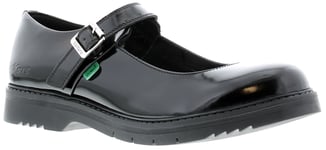 Kickers Womenss Finley Patent Shoes in Black Leather - Size UK 8