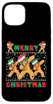 Coque pour iPhone 15 Plus Joyeux Noël Dabbing Gingerbread Men with Xmas Hats