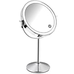 Micacorn Miroir Maquillage Grossissant 1x7x LED Double Face Miroir Rechargeable par USB Miroir de Courtoisie Lumineux Miroir de Rotation à 360 Degrés avec Luminosité de L'écran Tactile Réglable