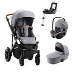 Barnevogn Komplett, Britax Smile 4, Frost Grey, Ink. Bag + BabySafe 5Z + Flex Base 5Z