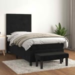 Lit � sommier tapissier avec matelas Noir 90x190 cm Velours