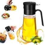 Euqvunn Spray Huile Cuisine, Vaporisateur Huile 2-en-1 Spray & Verseur [Jet Fin & Filtre Anti-Colmatage] Pulvérisateur Huile Cuisine Accessoires, Airfryer, Four, Huile/Vinaigre/Sauce, 580 ml/19.6 oz