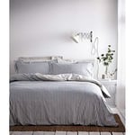 The Linen Yard HEBDEN SKS Duvet Set Navy, Coton, Blau/Grau/Natural, Super King