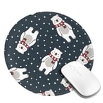 Cute Polar Bear Premium Round Mouse Pad 7.9x7.9 In Non-Slip Rubber Base Mousepad For Laptop,Computer