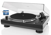 Dual DTJ Tourne-Disque DJ USB, système de tête magnétique, Aiguille Pitch (33/45 Tours/Min, éclairage, USB) Entraînement Direct avec Fonction DJ (Noir) Noir