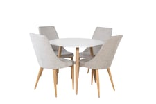 Venture Design Polar & Leone matgrupp Vit/grå 4 st stolar & bord 90 cm