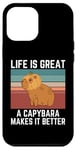 Coque pour iPhone 12 Pro Max Capybara rétro La vie est belle, un capybara la rend meilleure