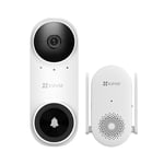 EZVIZ 2K Video Doorbell Wireless with Chime, PIR & Human Detection, Support 512GB SD Card, No Monthly Fee, 2.4GHz, Two-way Talk, Voice Changer, Non-Waterproof, Designed for Flat/Apartment (CP3)