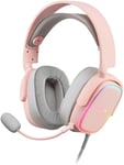 Mhax Pink, Casque Gaming Rgb, Microphone Détachable, Hifi, Support Multiplateforme