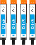 CLI-571XL Cyan Cartouche d'encre Compatible avec Canon CLI-571 XL C Multipack (4-Pack), pour Pixma MG5750 TS5050 MG5751 TS5055 MG5753 MG6850 MG6851 TS5051 TS5053 TS6050 MG7750