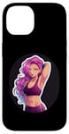 Coque pour iPhone 14 Rose Hair Anime & Manga Style Gym Girl In Stretching Pose