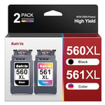 Salols 560 561 XL Ink Cartridges Replacement for Canon 560 561 Ink Cartridges PG-560XL CL-561XL 560XL 561XL for Pixma TS5350 TS7451 TS7450 TS5351 TS5350a TS5351 TS5352 (1 Black 1 Colour,2-Pack)