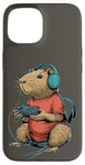 Coque pour iPhone 15 Capybara Gamer Casque de jeu vidéo pour adolescents et joueurs de jeux