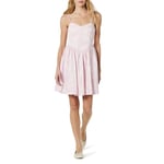 The Drop Perla Shaped Waist Mini Dress, Soft Pink Rose Floral Print, L