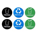 Lot de 6 Sticker Poubelle, Stickers Recyclage Autocollants de Signalisation de Recyclage pour des Poubelles de Trie D'intérieur et extérieur b