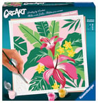 Ravensburger – CreArt format carré 20x20 cm – Tropical – Loisir créatif – Peinture par numéros – Adulte - Activité détente et créative – Dès 12 ans – 23667 – Version française