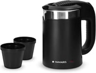 Navaris Travel Kettle Electric - 0.5 Litre - Small with Dual Black 