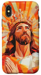 Coque pour iPhone X/XS Orange Abstrait Géométrique Jésus King Bible Écriture Citation