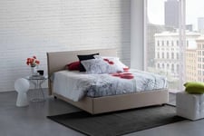 Talamo Italia - Lit double Beata, Lit coffre en tissu, Ouverture frontale, Avec matelas 140x190 cm inclus, 100% Made in Italy, Gris tourterelle